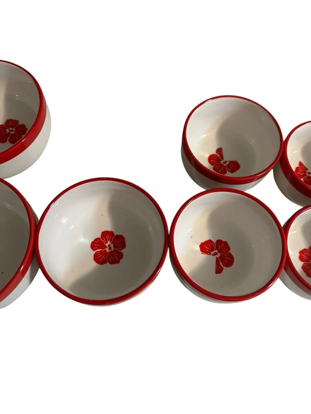 Carla Hall Sweet Heritage Nesting Ceramic Measuring Bowls White Red Blooming